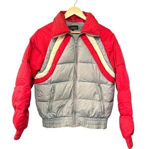 Vintage 80s Citadel Men's S LUXURY Down Puffer Jacket Ski Snowboard Red Gray EUC